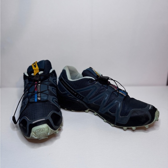Salomon Speedcross 3 Trail Running Shoes Size 9 Black Blue Quicklace - Picture 3 of 12